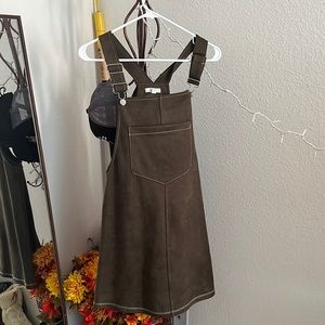 Suede overall dress